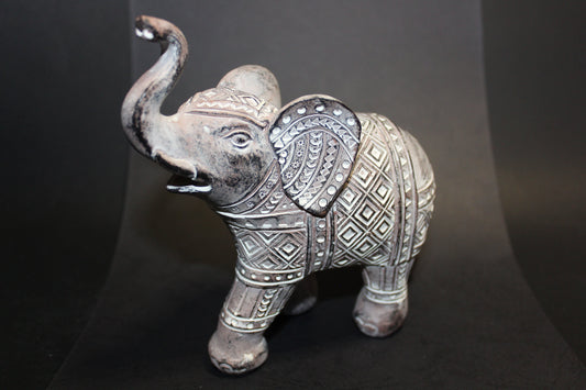 Elephant (carved, whitewashed timber look)